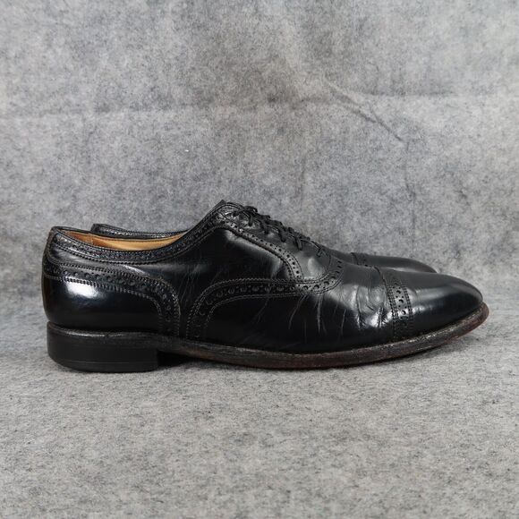 Allen Edmonds Shoes Mens 11 Oxford Leather Black Classic Brogue Cap Toe Formal - Picture 3 of 16